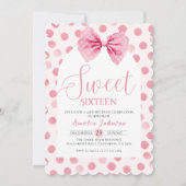 Blush Pink Bow polka dots Sweet zestien verjaardag Kaart (Voorkant)