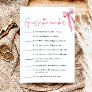 Blush Pink Bow Raad het nummer Vrijgezellenfeest s Kaart
