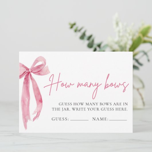 Blush Pink Bow raden hoeveel bogen spel Kaart (Staand voorkant)