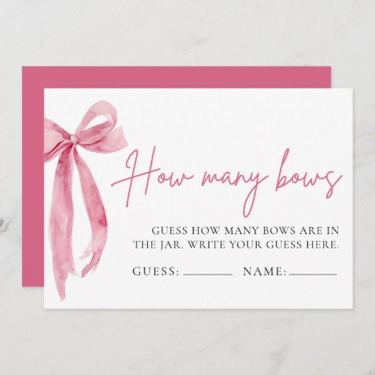 Blush Pink Bow raden hoeveel bogen spel Kaart (Voorkant / Achterkant)