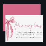 Blush Pink Bow raden hoeveel bogen spel Kaart<br><div class="desc">The Blush Pink Bow: She's Tying the Knot Guess How Many Bows Game is een heerlijke en boeiende activiteit voor gasten om van te genieten in het vrijgezellenfeest. Een pot of bakje is gevuld met kleine boogvormige decoraties of snoepjes, en gasten worden uitgenodigd om te raden hoeveel bogen er in...</div>