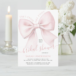 Blush Pink Bow She's Tying the Knot Bridal Shower Kaart