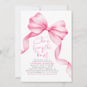Blush Pink Bow She's Tying the Knot Bridal Shower Kaart (Voorkant)