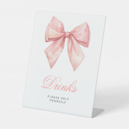 Blush Pink Bow Shower Drinken Sign Reclamebord Met Voetstuk