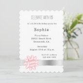 Blush Pink Bow Silver Glam Ribbon Verjaardag Kaart (Staand voorkant)