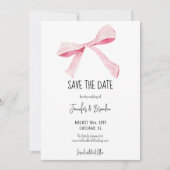 Blush Pink Bow Sla de datumfoto op Kaart (Voorkant)