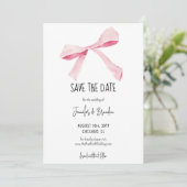 Blush Pink Bow Sla de datumfoto op Kaart (Staand voorkant)