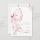 Blush Pink Bow Sweet 16 Verjaardag Bedankkaart (Achterkant)