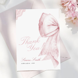 Blush Pink Bow Sweet 16 Verjaardag Bedankkaart