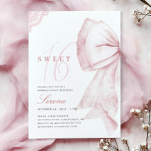 Blush Pink Bow Sweet 16 Verjaardag