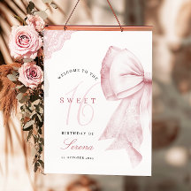 Blush Pink Bow Sweet 16 Verjaardag