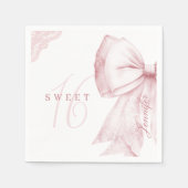 Blush Pink Bow Sweet 16 Verjaardag Servet (Voorkant)
