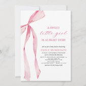 Blush Pink Bow Sweet Little Girl Baby shower Kaart (Voorkant)