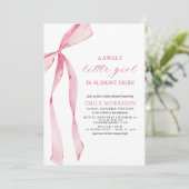 Blush Pink Bow Sweet Little Girl Baby shower Kaart (Staand voorkant)