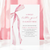 Blush Pink Bow Sweet Little Girl Baby shower Kaart