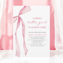 Blush Pink Bow Sweet Little Girl Baby shower
