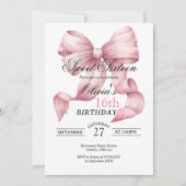 Blush Pink Bow Sweet Sixteen Birthday Kaart (Voorkant)