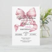 Blush Pink Bow Sweet Sixteen Birthday Kaart (Staand voorkant)
