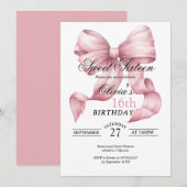 Blush Pink Bow Sweet Sixteen Birthday Kaart (Voorkant / Achterkant)