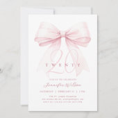 Blush Pink Bow Twenty Birthday Kaart (Voorkant)