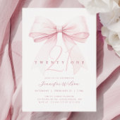 Blush Pink Bow Twenty One Verjaardag Uitnodiging