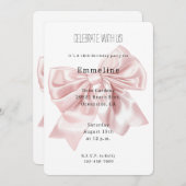  Blush Pink Bow Verjaardag Kaart (Voorkant / Achterkant)