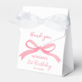 Blush Pink Bow Verjaardagsfeest Bedankt Naam Bedankdoosjes (Voorkant Zijde)