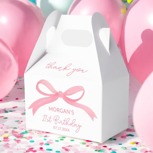 Blush Pink Bow Verjaardagsfeest Bedankt Naam Bedankdoosjes