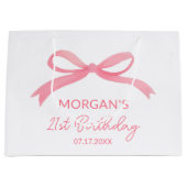 Blush Pink Bow Verjaardagsfeest Schattigee naam Groot Cadeauzakje (Voorkant)