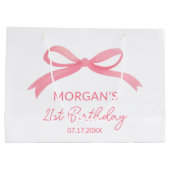 Blush Pink Bow Verjaardagsfeest Schattigee naam Groot Cadeauzakje (Achterkant)