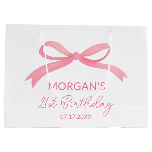 Blush Pink Bow Verjaardagsfeest Schattigee naam Groot Cadeauzakje (Achterkant)