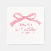 Blush Pink Bow Verjaardagsfeest Schattigee naam Servet (Voorkant)