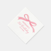 Blush Pink Bow Verjaardagsfeest Schattigee naam Servet (Hoek)