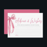 Blush Pink Bow Vrijgezellenfeest Advies & Wensen K Kaart<br><div class="desc">The Blush Pink Bow: She's Tying the Knot Vrijgezellenfeest Advice & Wishes Kaart Game is een oprechte en betekenisvolle activiteit voor gasten om hun wijsheid en goede wensen te delen met de aanstaande bruid. Elke gast krijgt een kaart waarop ze hun advies, bemoedigende woorden en wensen voor het gelukkige paar...</div>
