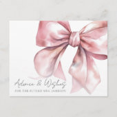 Blush Pink Bow Vrijgezellenfeest Adviezen Wensen Informatiekaartje (Voorkant)