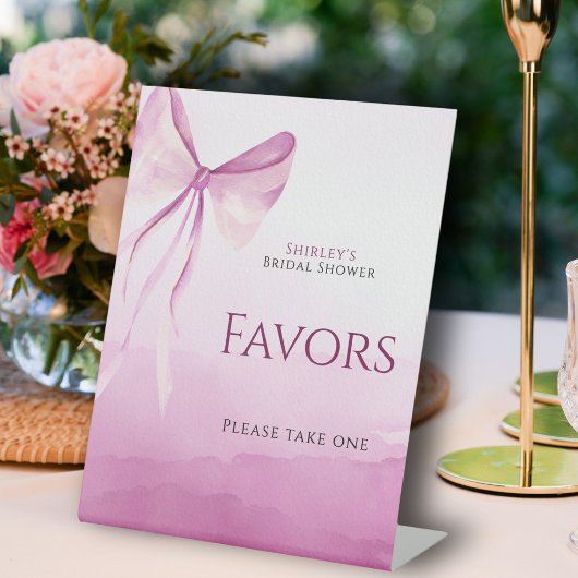 Blush Pink Bow Vrijgezellenfeest Favors Reclamebord Met Voetstuk