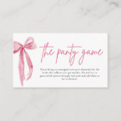 Blush Pink Bow Vrijgezellenfeest Het Panty spel Informatiekaartje (Voorkant)