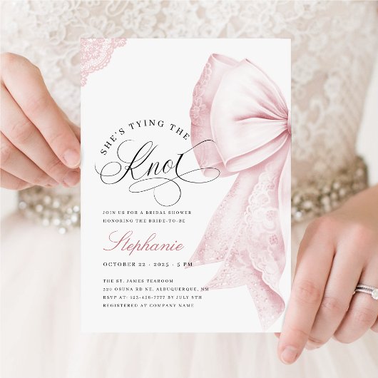 Blush Pink Bow-Vrijgezellenfeest Kaart