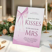 Blush Pink Bow Vrijgezellenfeest Raad eens hoeveel Reclamebord Met Voetstuk