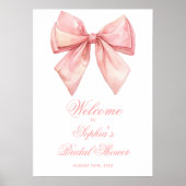 Blush Pink Bow Vrijgezellenfeest Welkomstbord Poster (Voorkant)