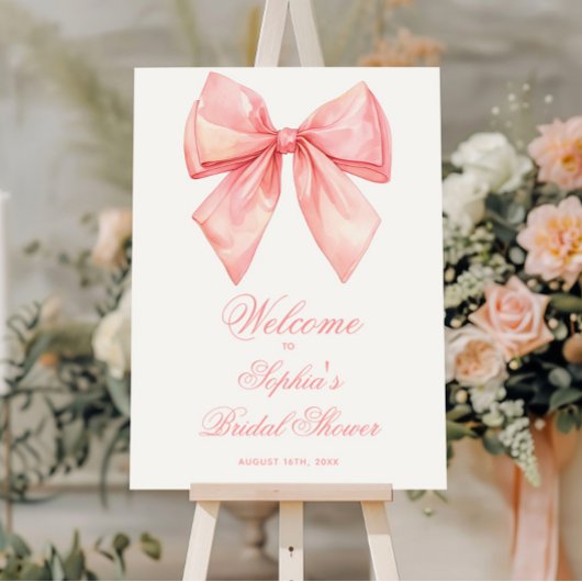 Blush Pink Bow Vrijgezellenfeest Welkomstbord Poster
