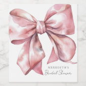 Blush Pink Bow-Vrijgezellenfeest Wijn Etiket (Enkel label)