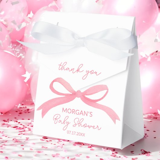 Blush Pink Bow Waterverf Baby shower Bedankdoosjes
