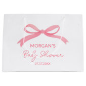 Blush Pink Bow Waterverf Baby shower Groot Cadeauzakje (Voorkant)