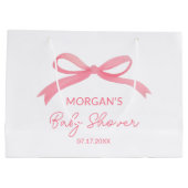 Blush Pink Bow Waterverf Baby shower Groot Cadeauzakje (Achterkant)