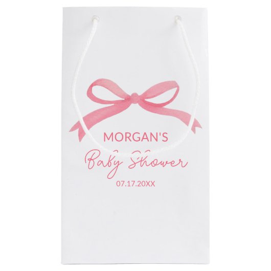 Blush Pink Bow Waterverf Baby shower Klein Cadeauzakje (Achterkant)