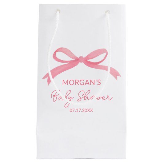 Blush Pink Bow Waterverf Baby shower Klein Cadeauzakje (Voorkant)