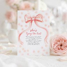Blush Pink Bow Whimsical Minimalist Bridal Shower Kaart