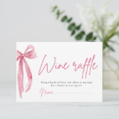 Blush Pink Bow Wine Raffle Ticket Vrijgezellenfees Kaart (Staand voorkant)