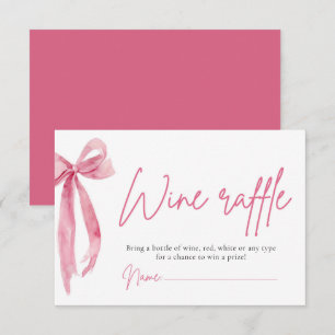Blush Pink Bow Wine Raffle Ticket Vrijgezellenfees Kaart